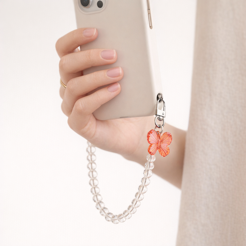 Crystal Phone Charm Butterfly Design