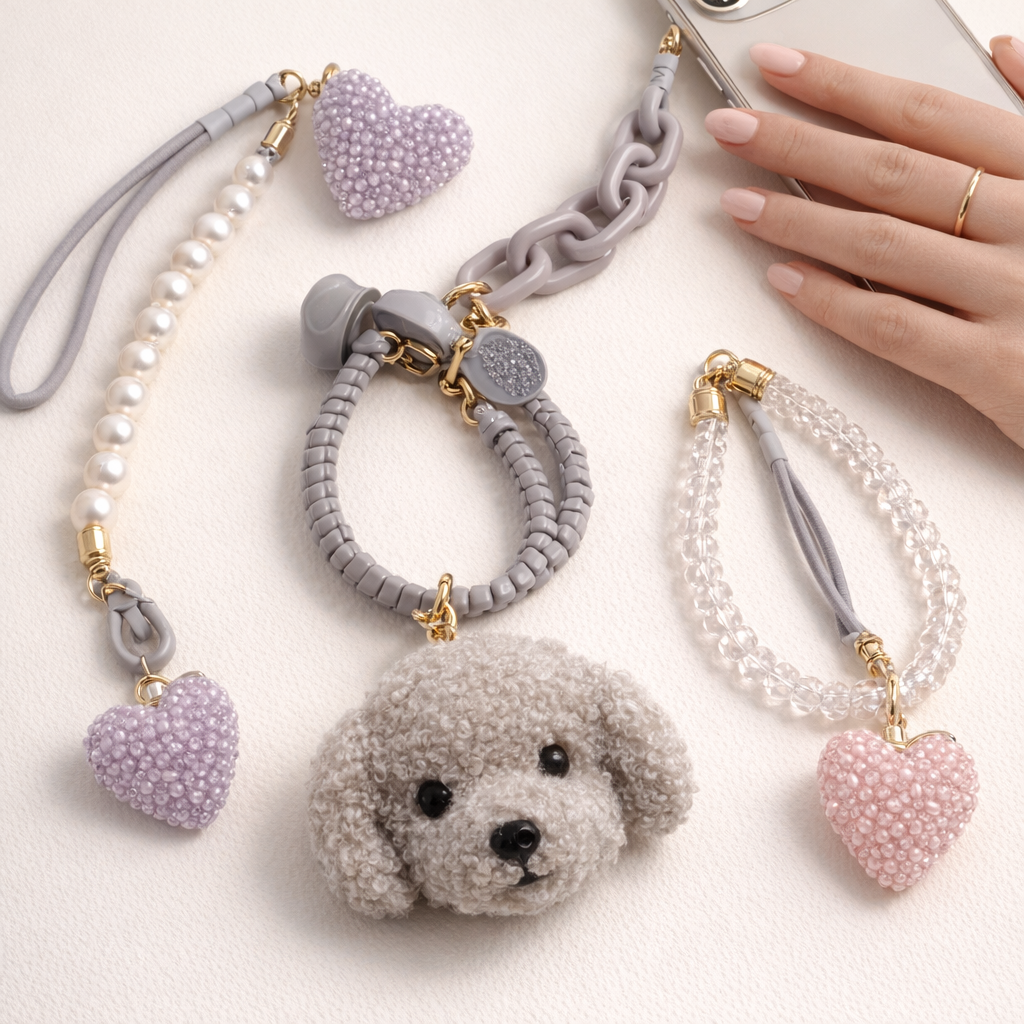 Plush Phone Charm Dog Pendant Design