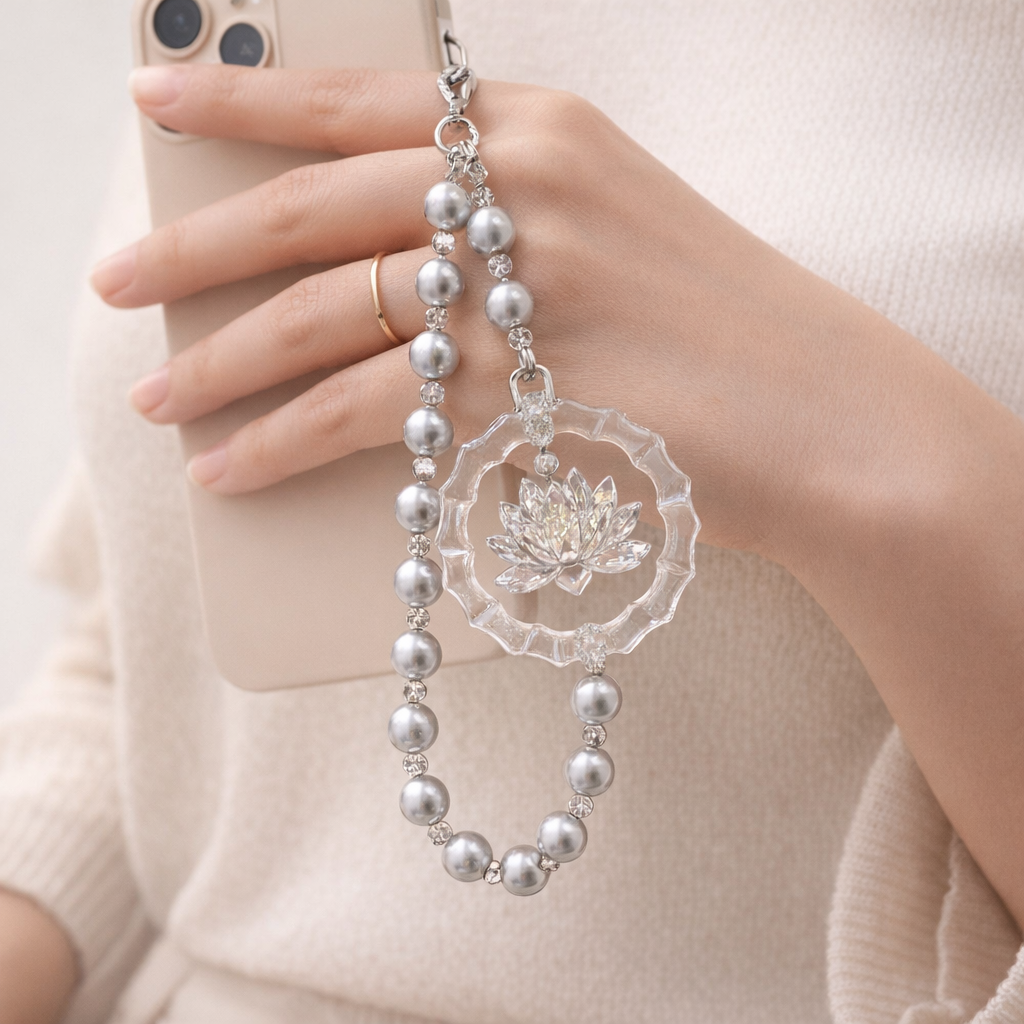 Pearl Phone Charm Lotus Fairy