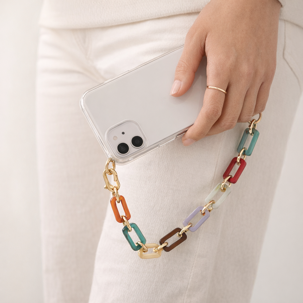 Acrylic Phone Strap Bold Square Design