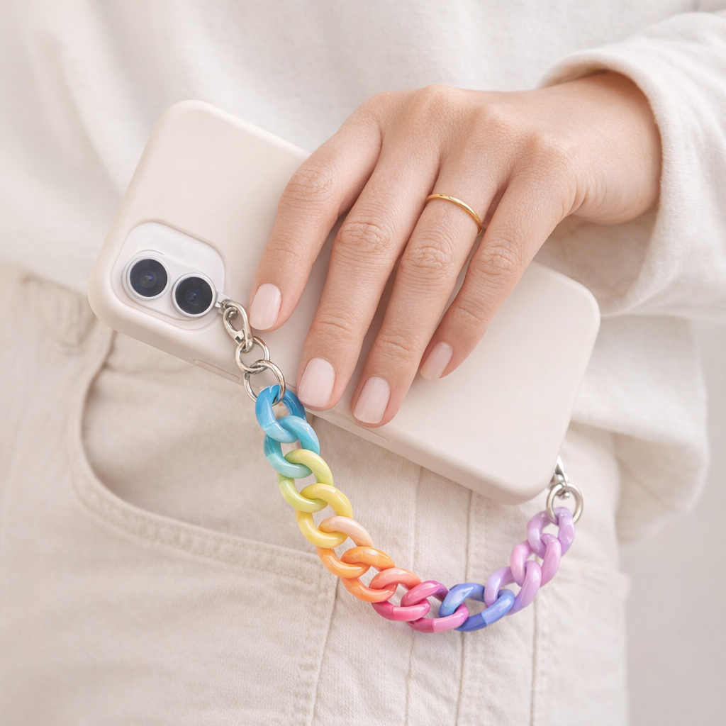 Acrylic Phone Charm Galvanised Finish