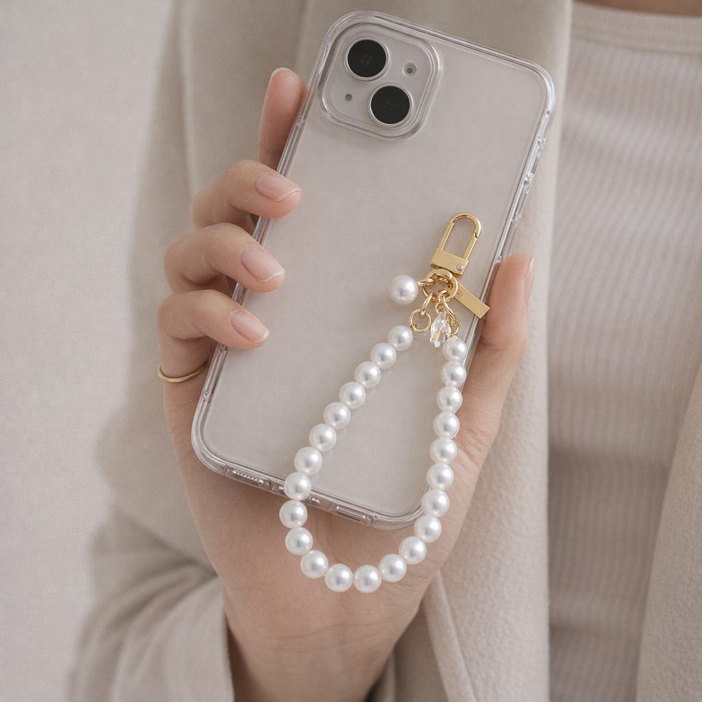 Pearl Phone Charm Coin Tag