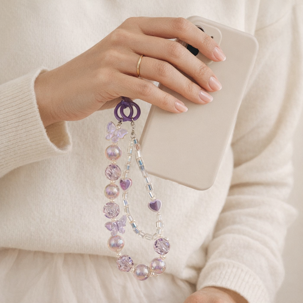 Crystal Phone Charm Floral Design