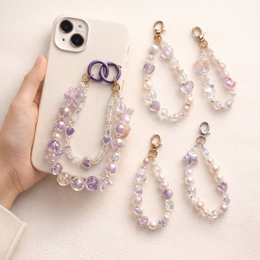 Crystal Phone Charm Floral Design