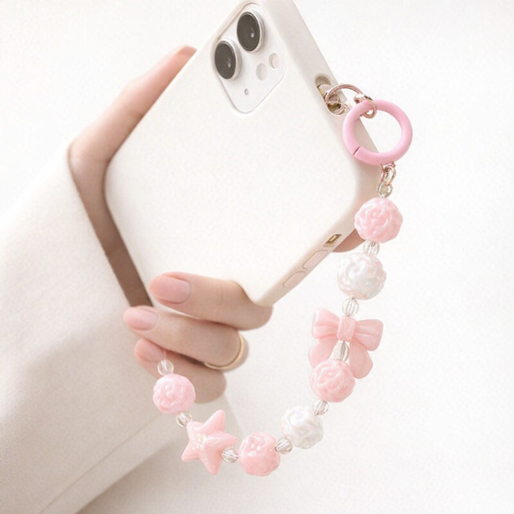 Beaded Phone Charm Round Beads