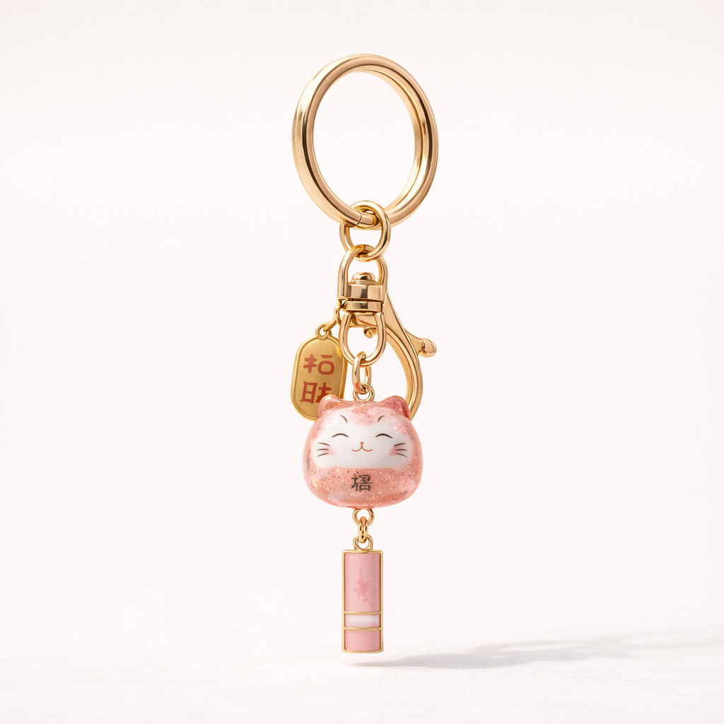 Metal Phone Charm Lucky Cat Design