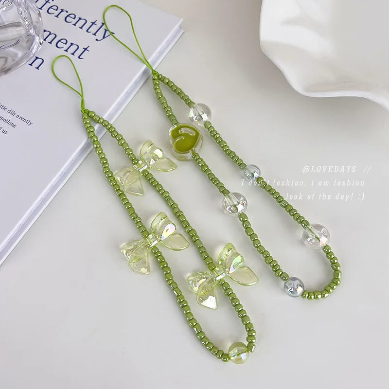 Beaded Phone Strap Bow Knot Design