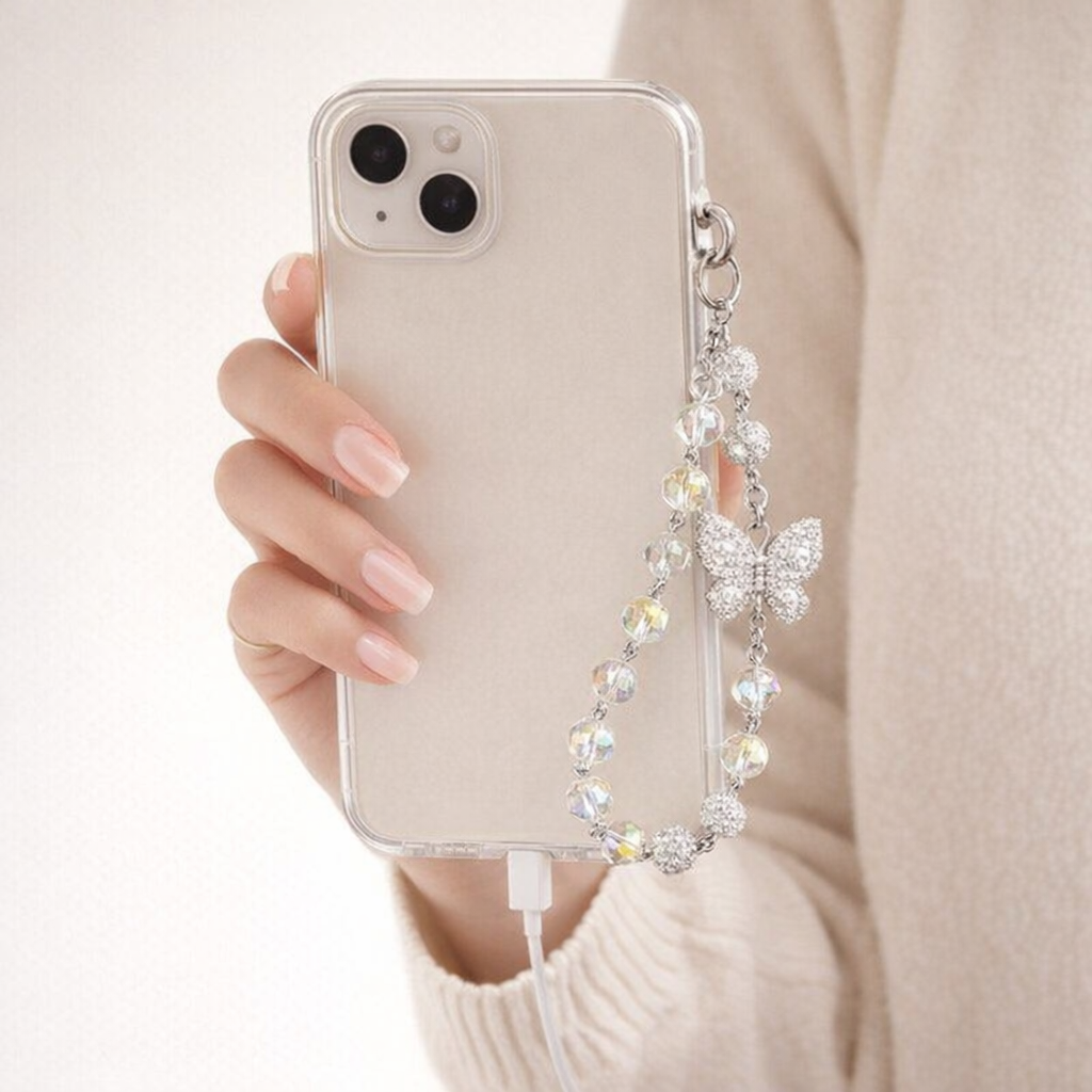 Beaded Phone Charm Butterfly Design