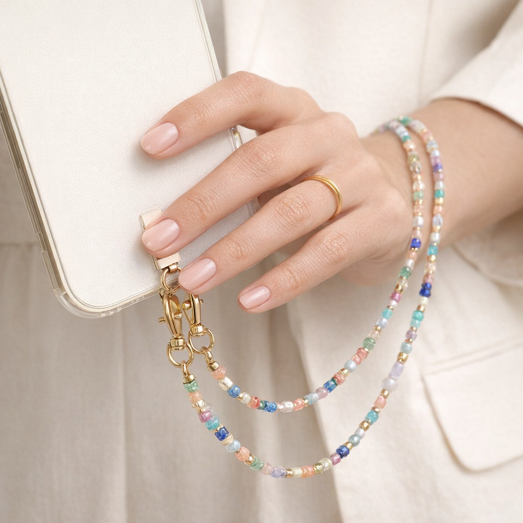 Beaded Phone Strap Crossed Gem