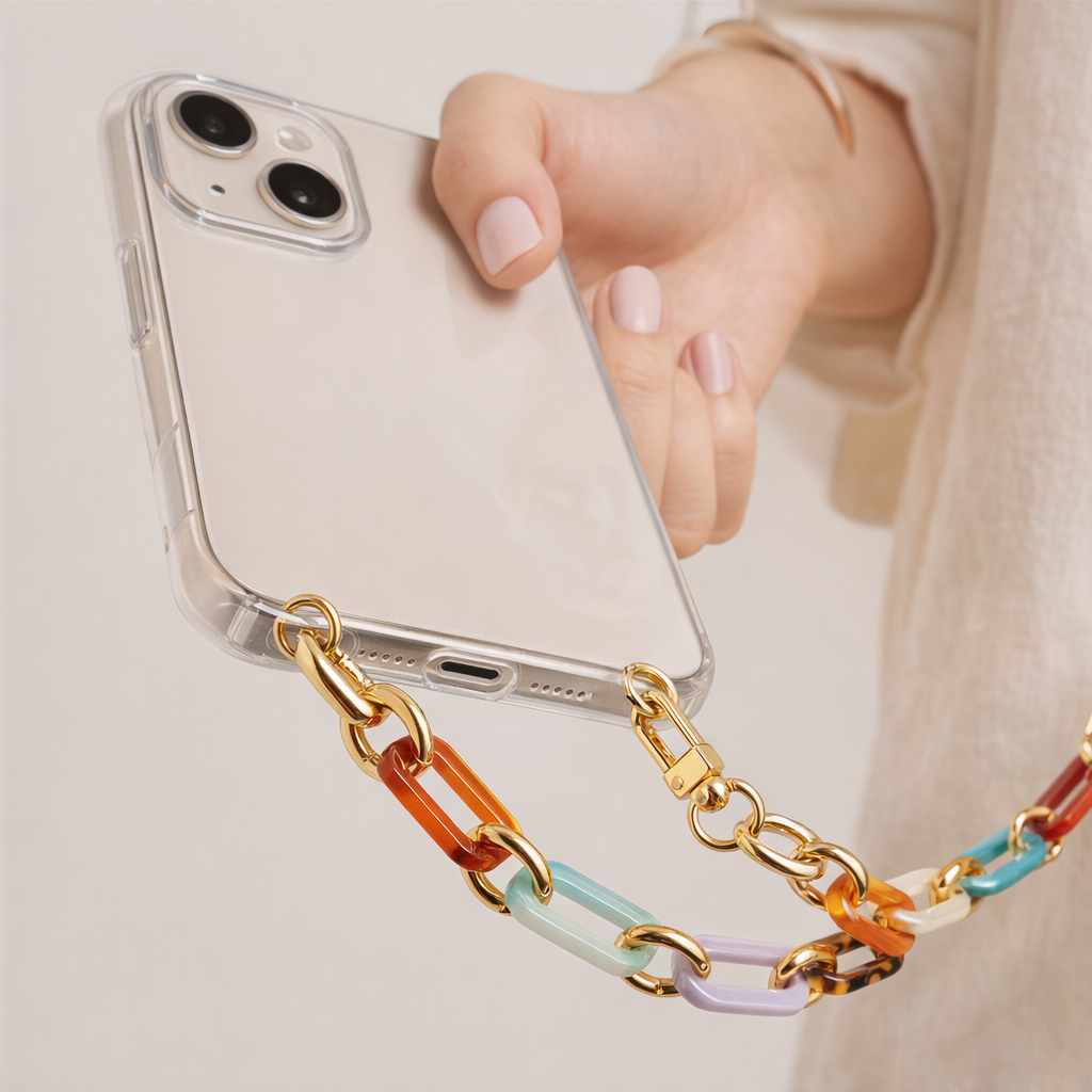 Acrylic Phone Strap Bold Square Design