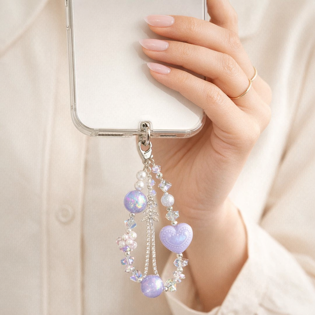 Crystal Phone Charm Floral Design