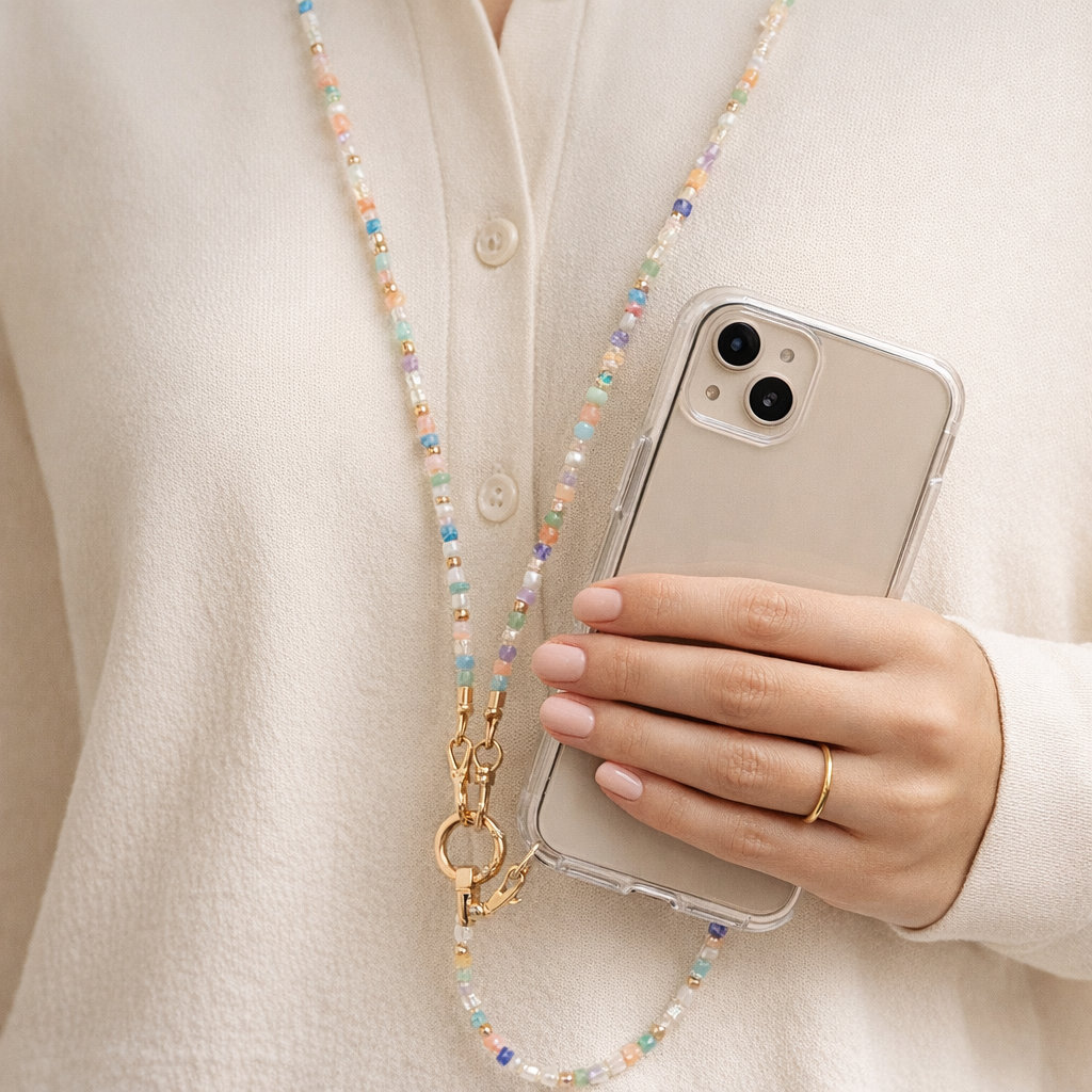 Beaded Phone Strap Crossed Gem