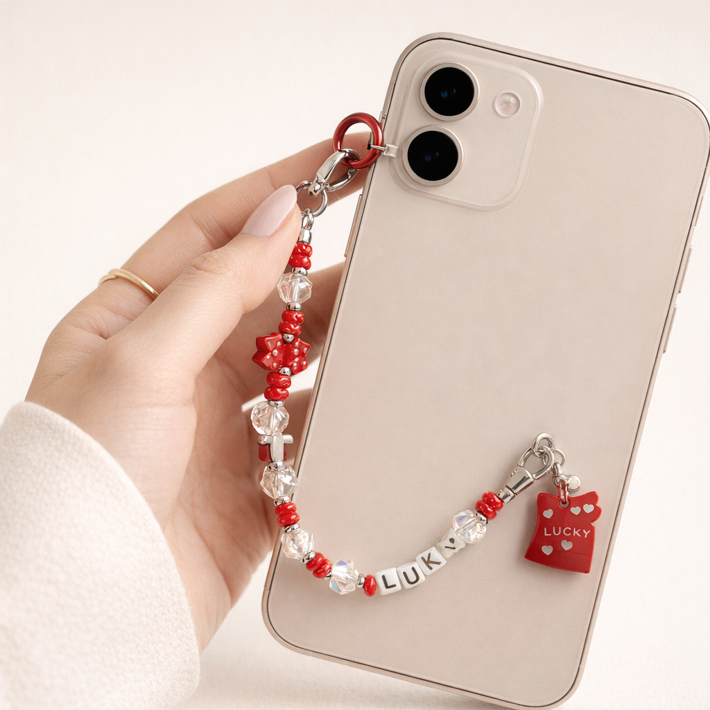 Metal Phone Strap Cartoon Cat Design