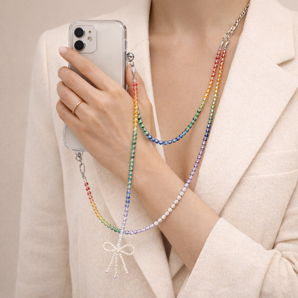 Metal Phone Strap Diamond Accent