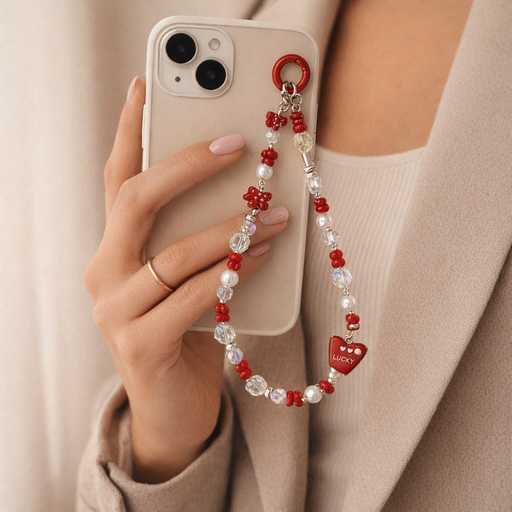 Metal Phone Strap Cartoon Cat Design