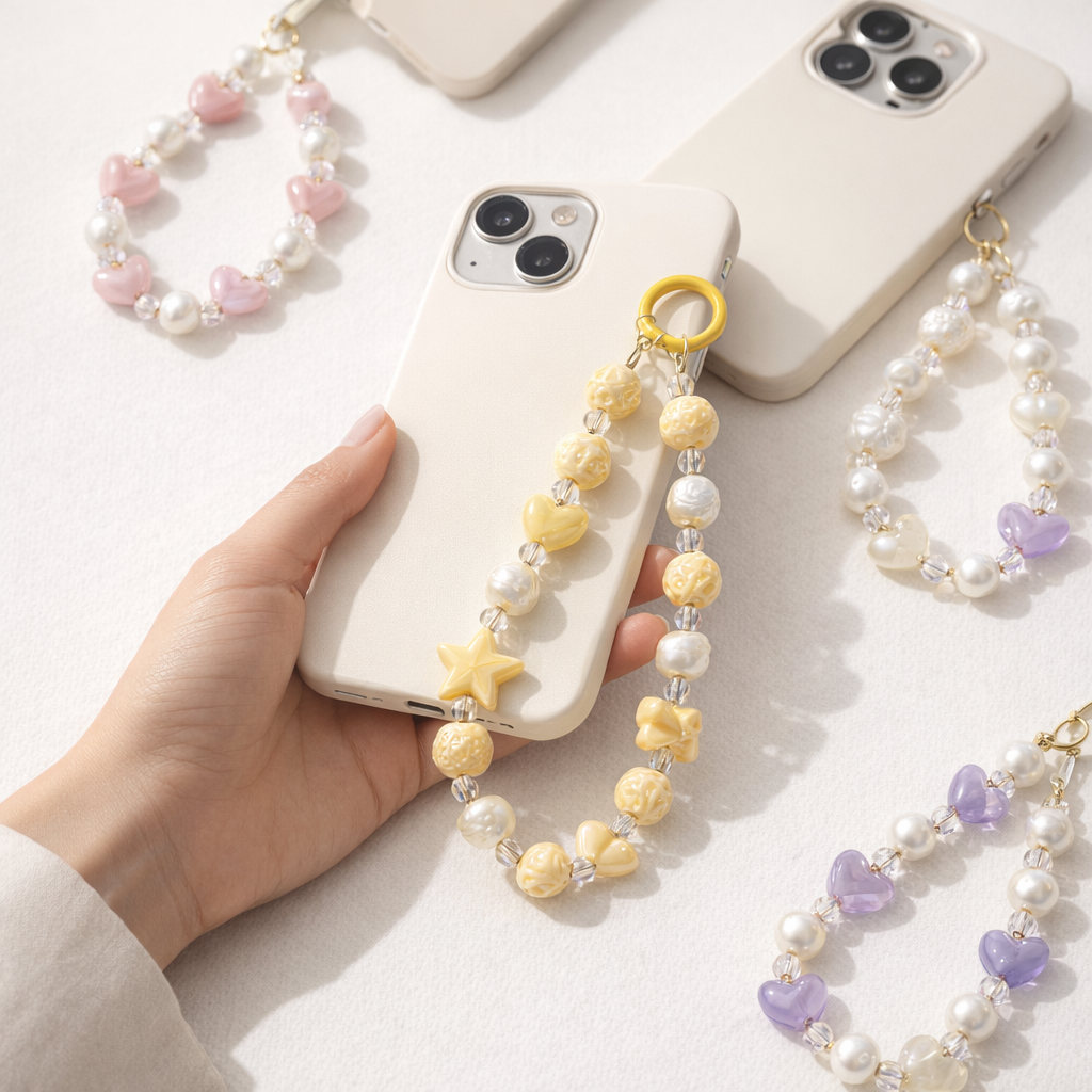 Beaded Phone Charm Round Beads