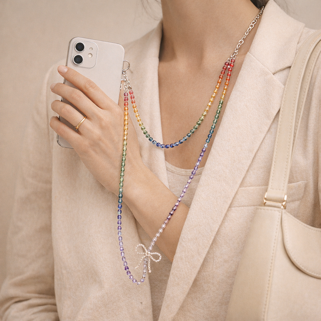 Metal Phone Strap Diamond Accent