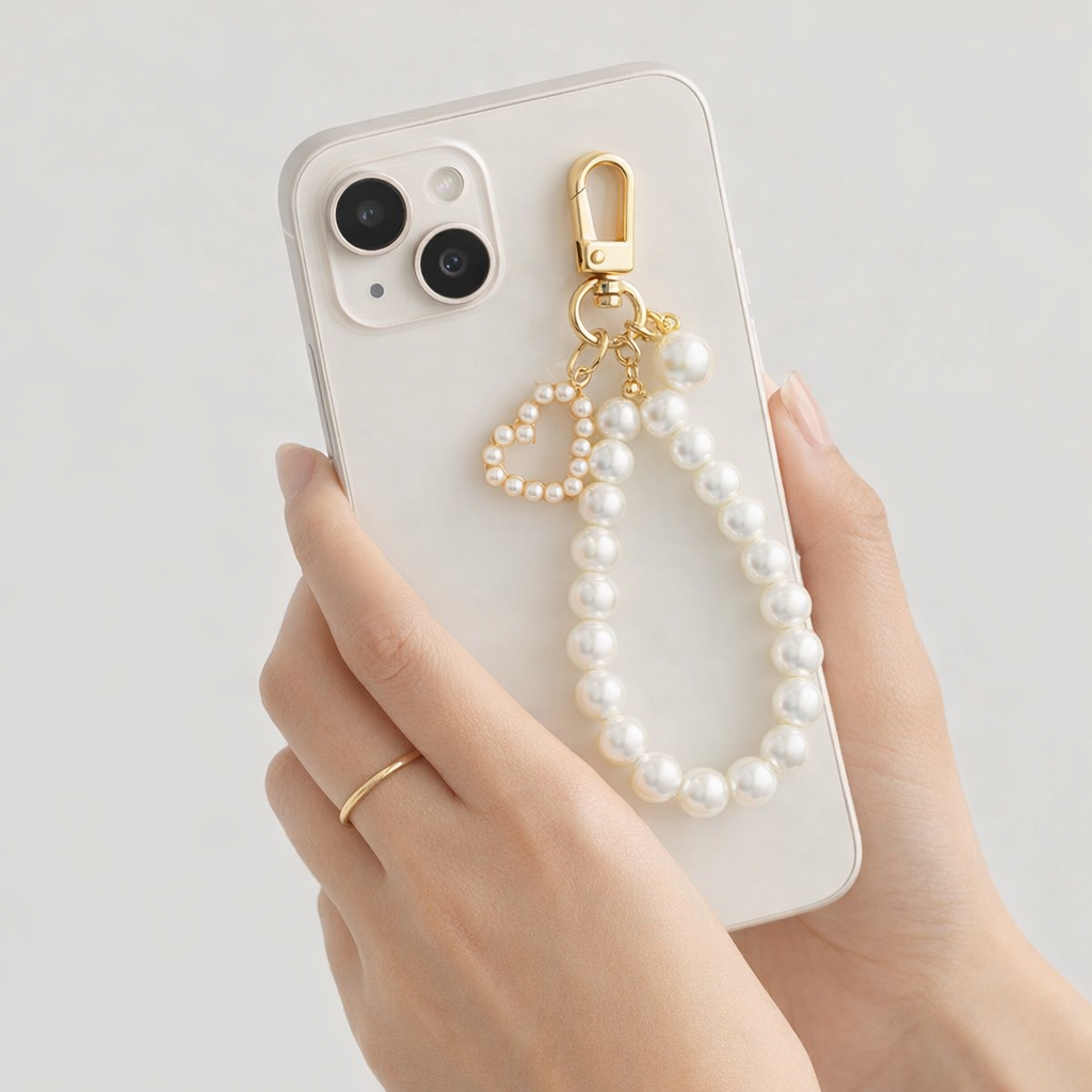 Pearl Phone Charm Coin Tag