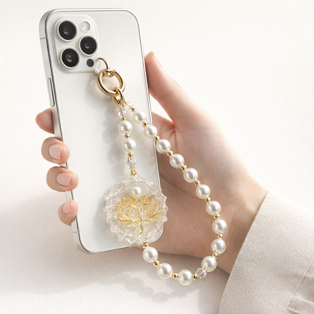 Pearl Phone Charm Lotus Fairy