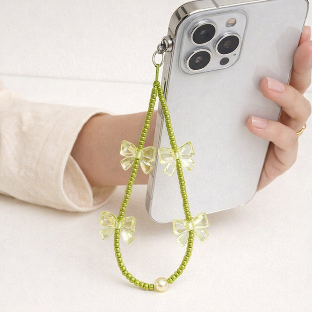 Beaded Phone Strap Bow Knot Design