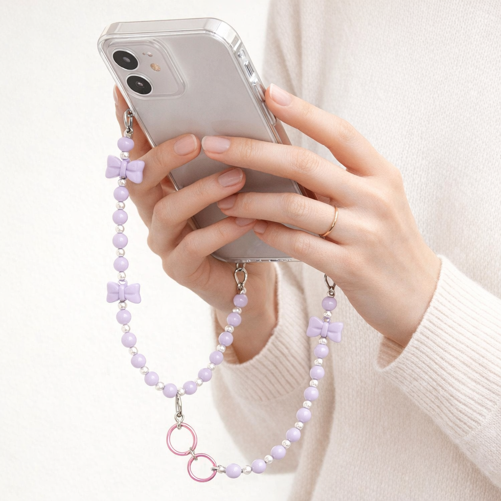 Beaded Phone Strap Bow Accent