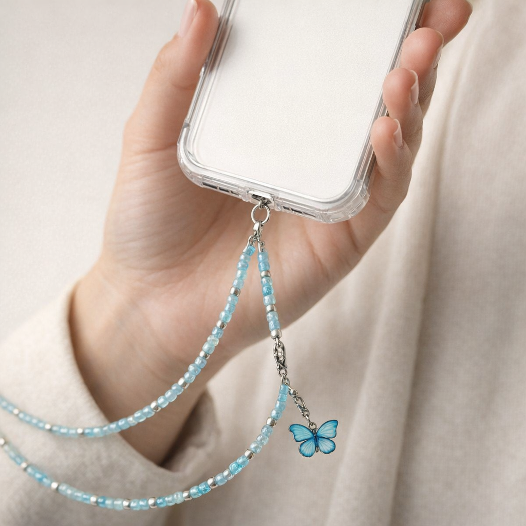 Crystal Phone Strap Butterfly Design
