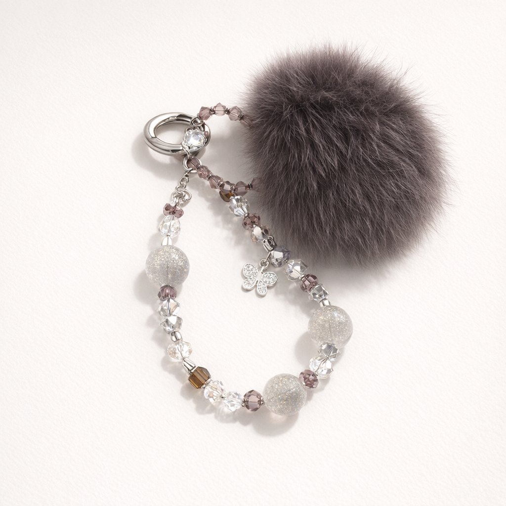 Crystal Phone Charm Faux Leather Accent