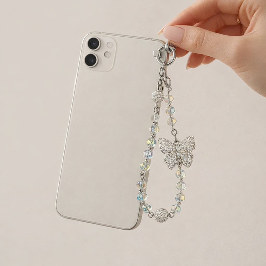 Beaded Phone Charm Butterfly Design
