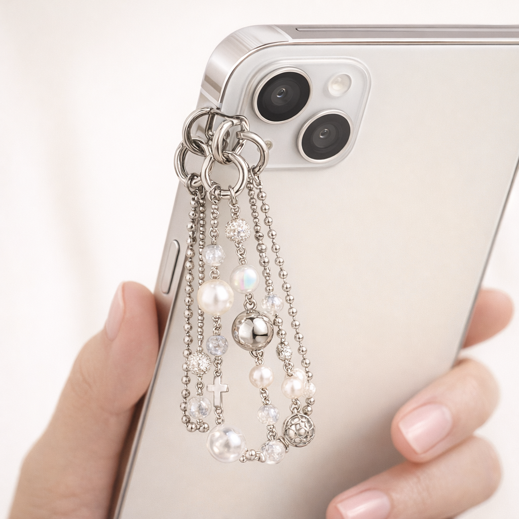 Crystal Phone Charm Double Bead Design