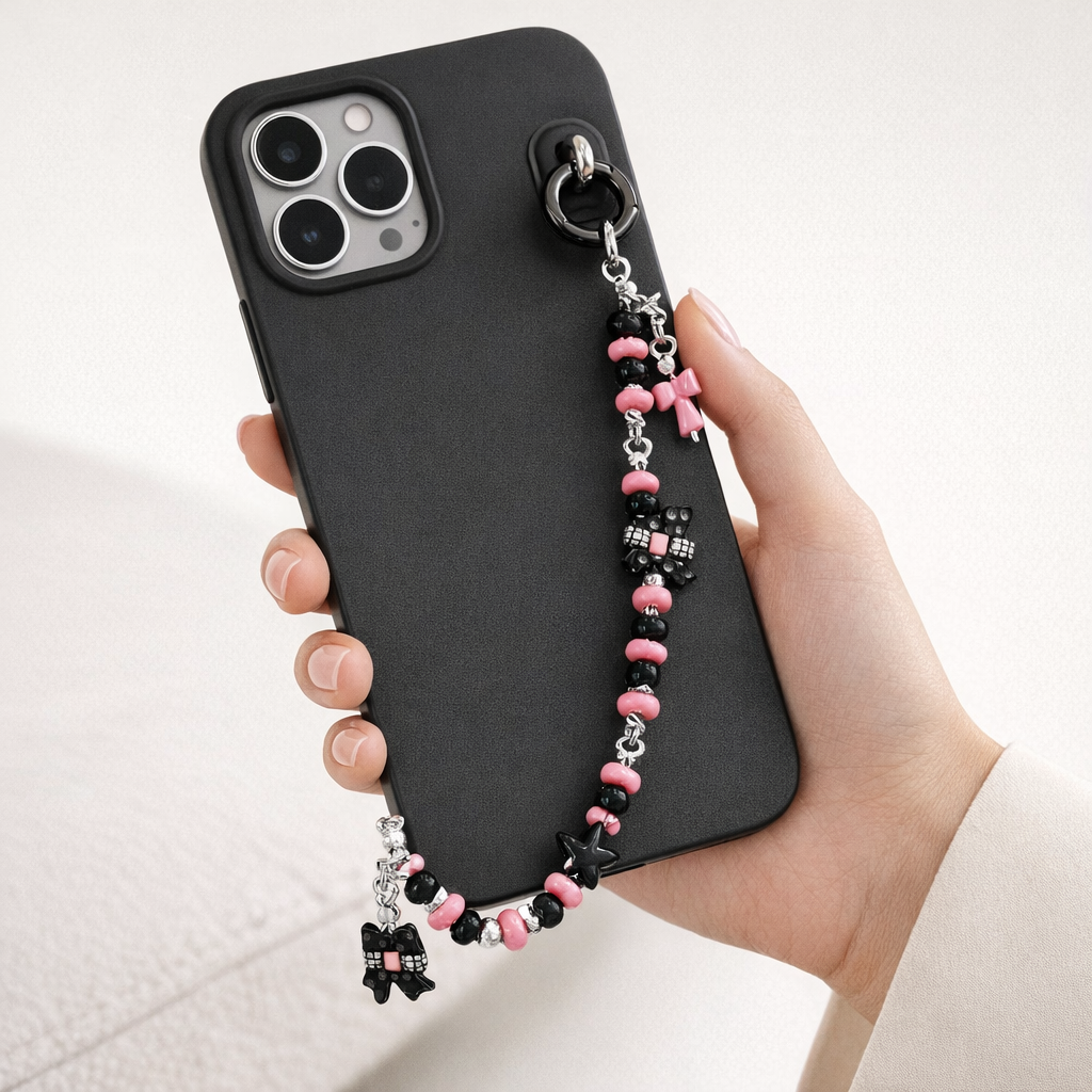 Metal Phone Strap Cartoon Cat Design