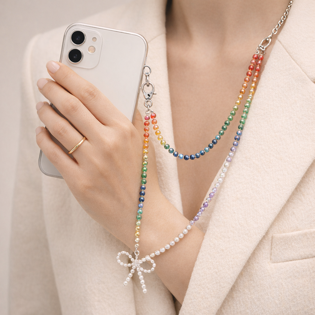 Metal Phone Strap Diamond Accent