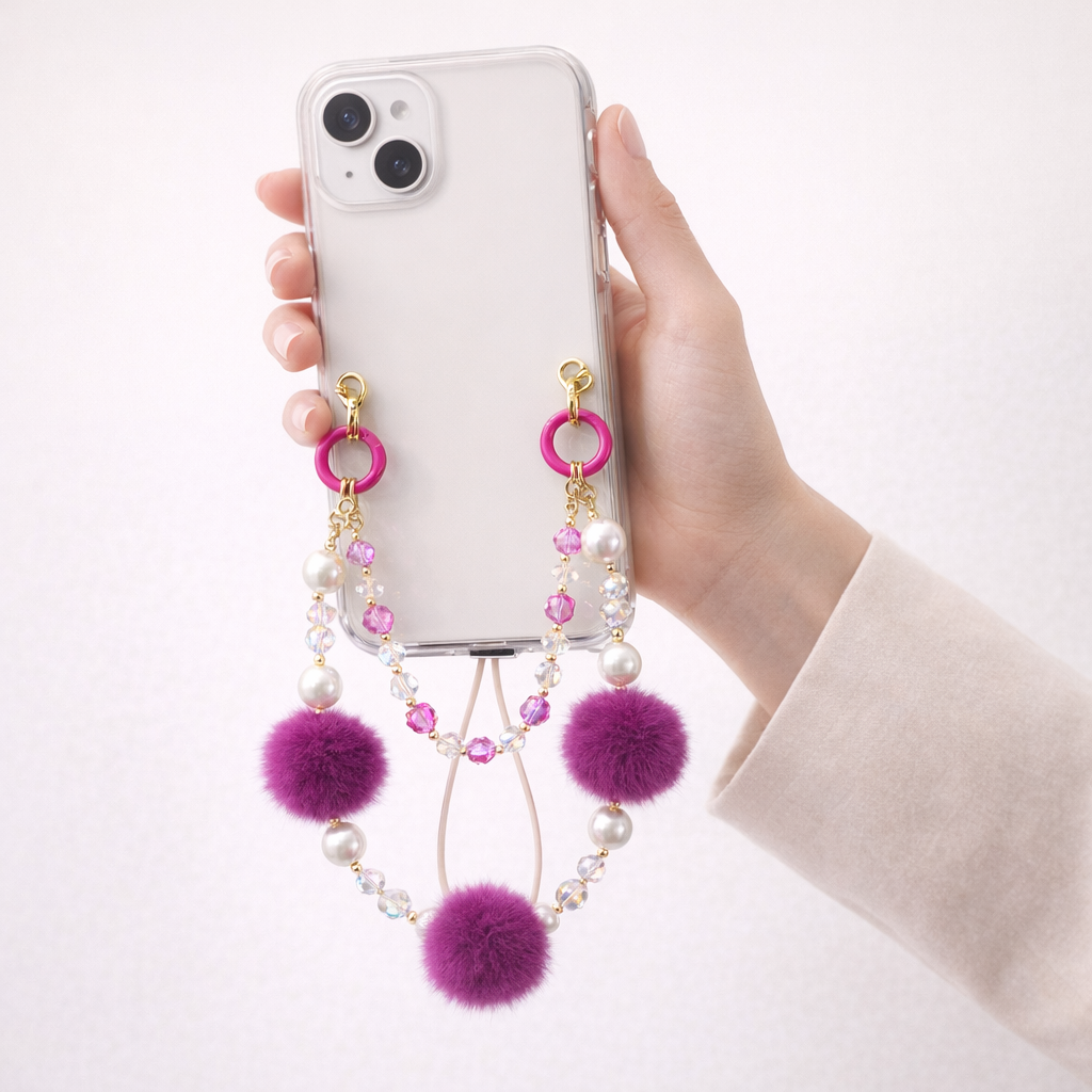 Metal Phone Charm Double Chain