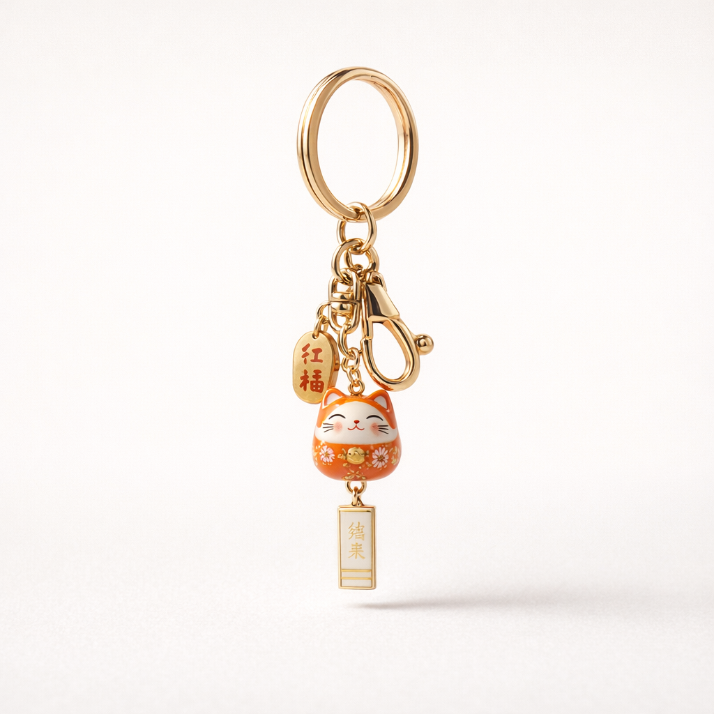 Metal Phone Charm Lucky Cat Design