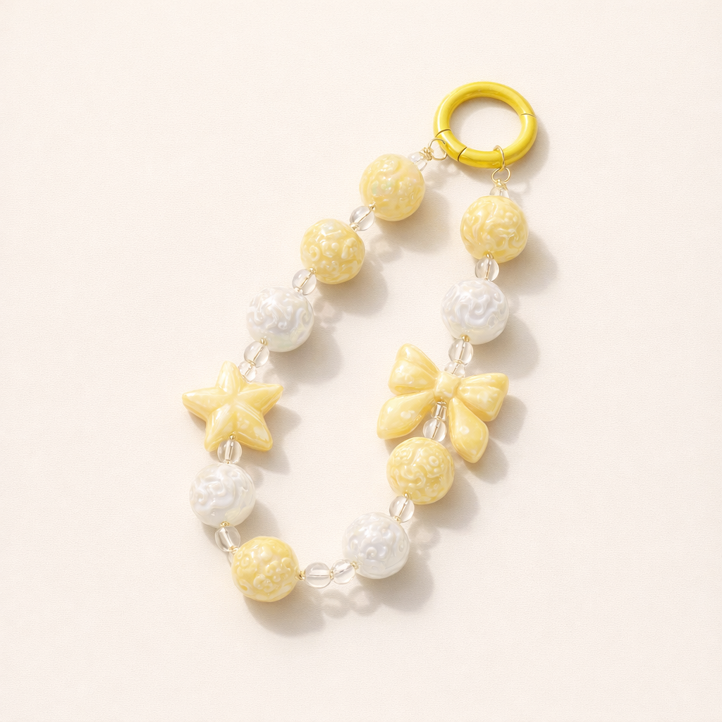 Beaded Phone Charm Round Beads