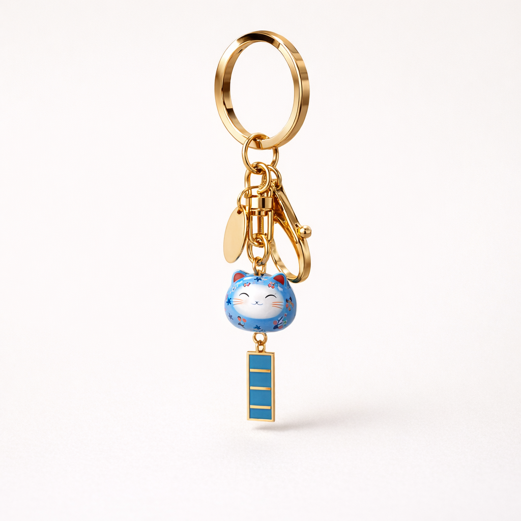 Metal Phone Charm Lucky Cat Design