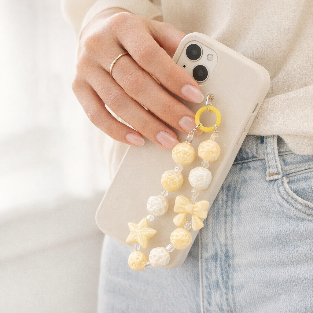 Beaded Phone Charm Round Beads
