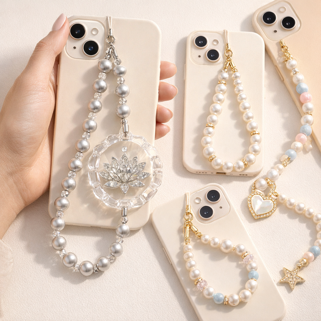 Pearl Phone Charm Lotus Fairy