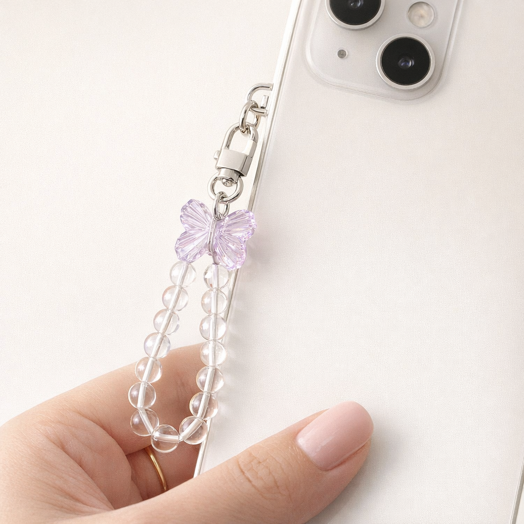 Crystal Phone Charm Butterfly Design
