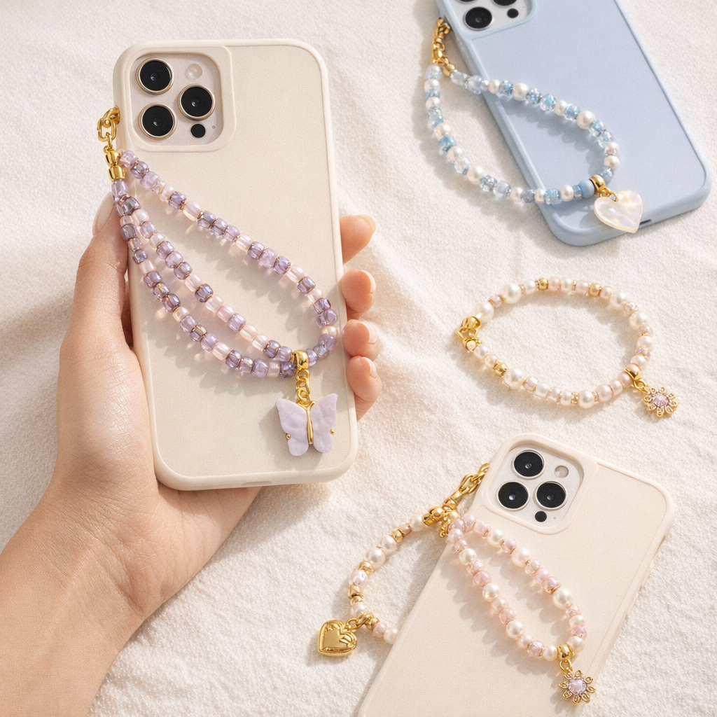 Crystal Phone Strap Butterfly Design