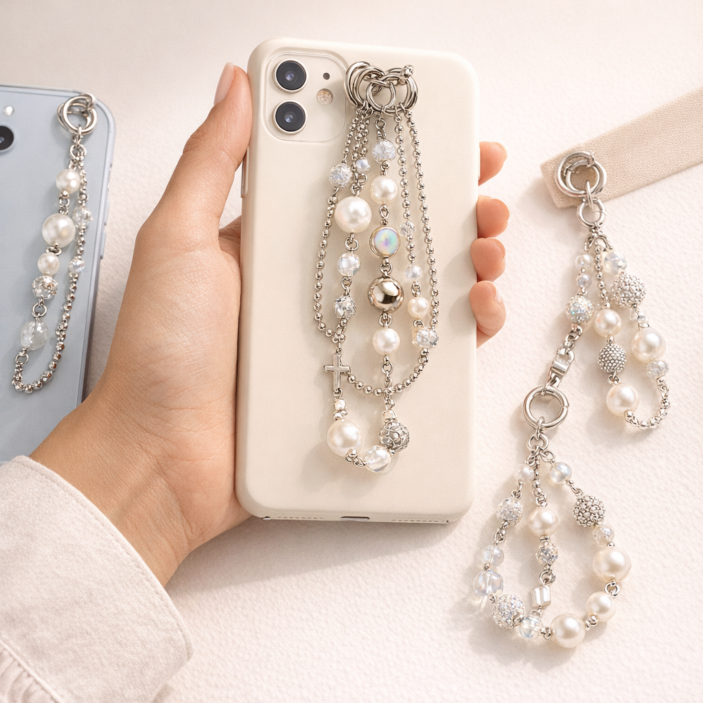 Crystal Phone Charm Double Bead Design