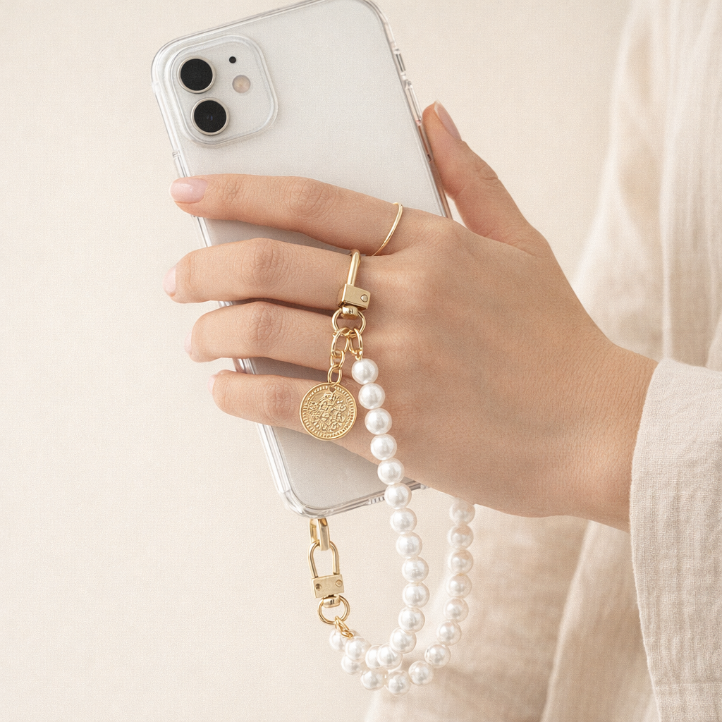 Pearl Phone Charm Coin Tag