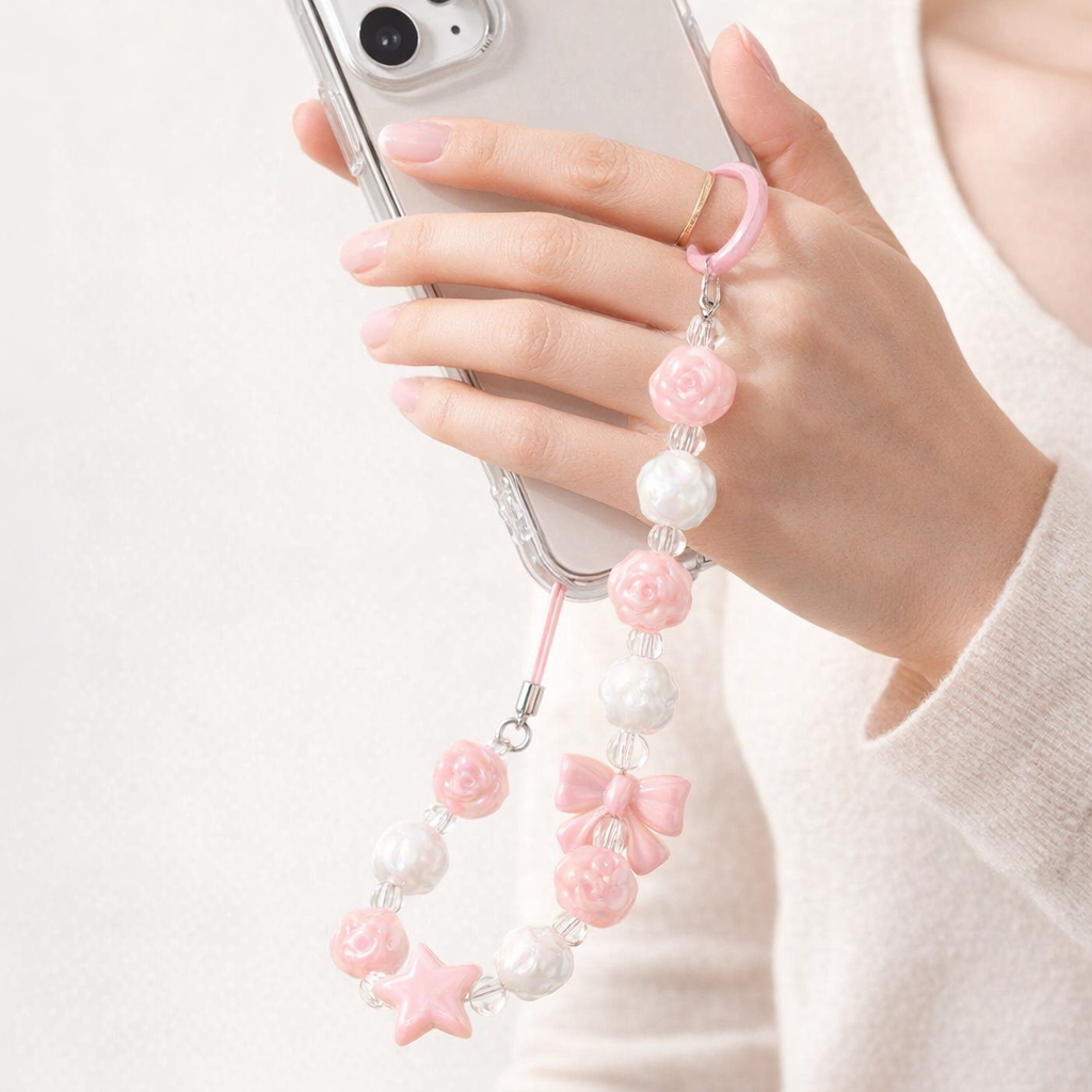 Beaded Phone Charm Round Beads