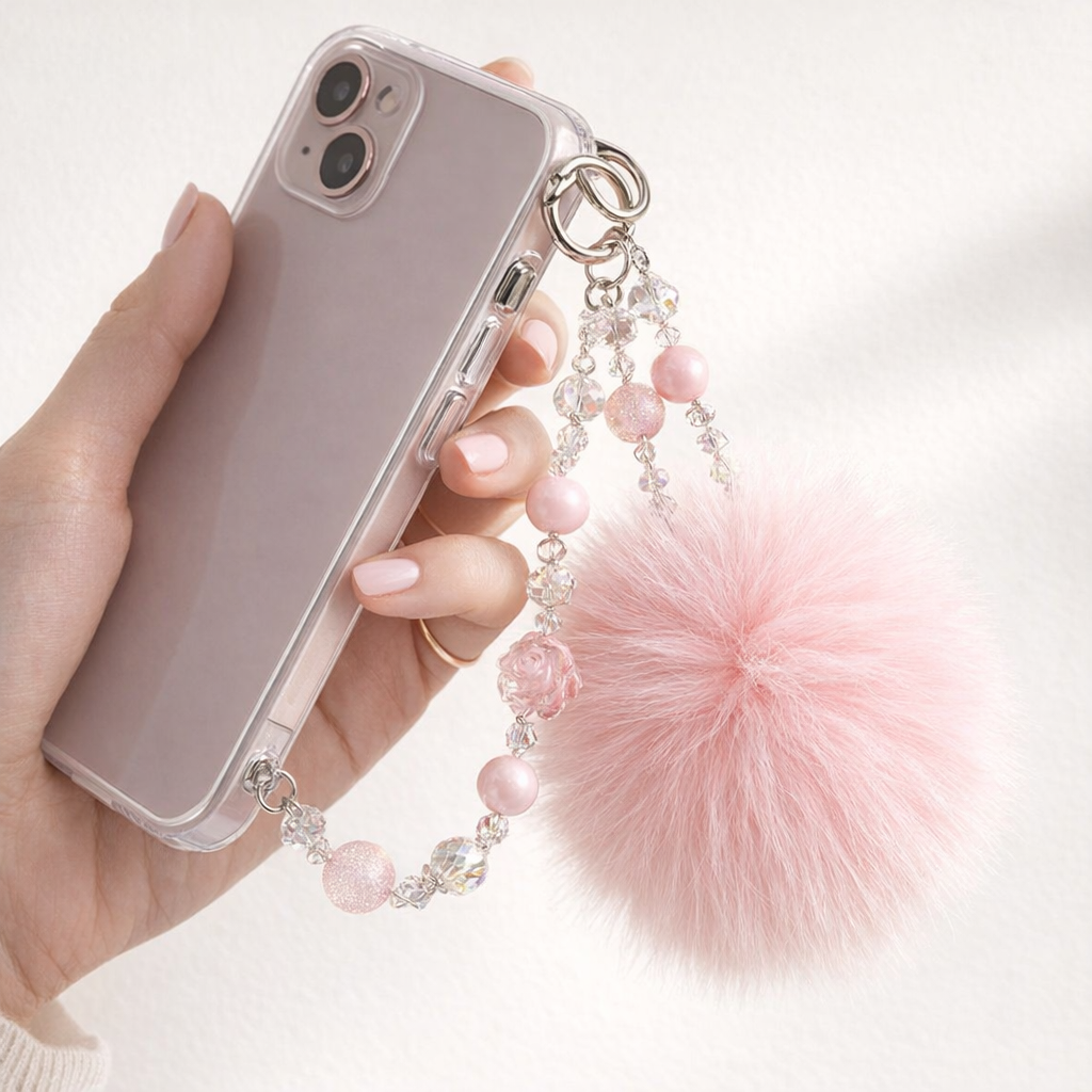 Crystal Phone Charm Faux Leather Accent