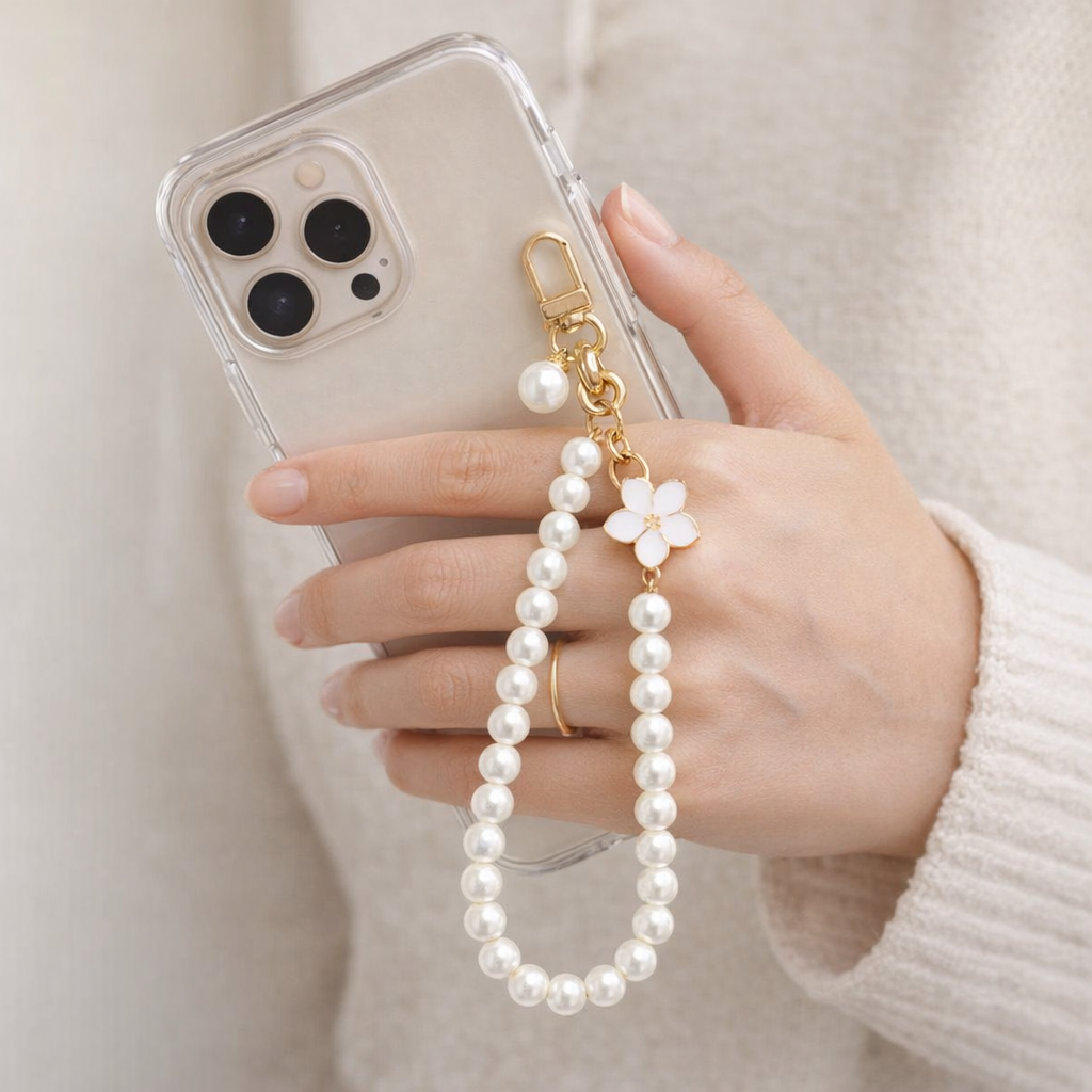 Pearl Phone Charm Handmade Elegance