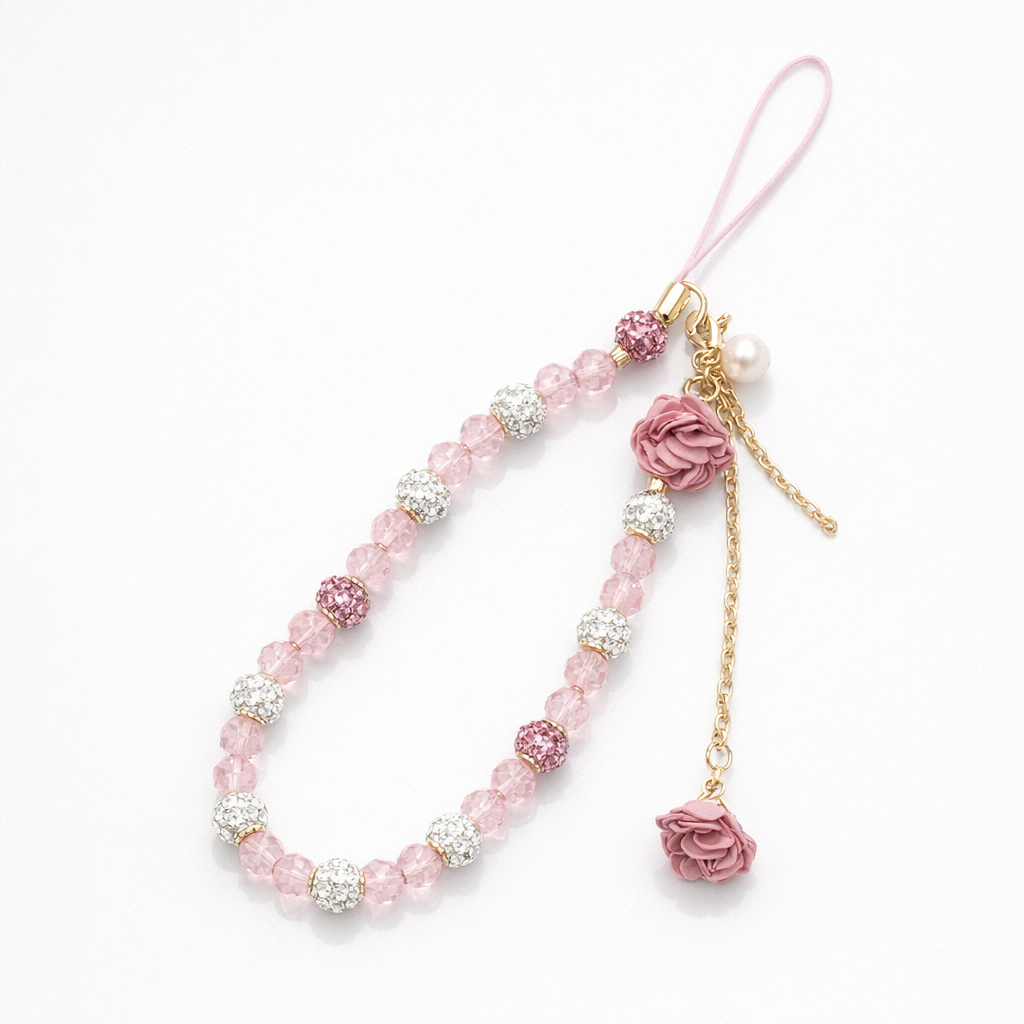 Beaded Phone Charm Floral Tassels