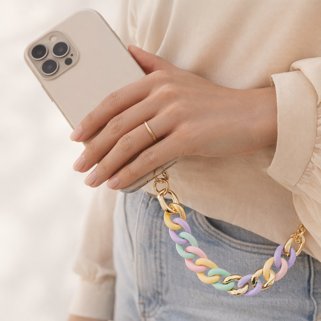 Acrylic Phone Charm Galvanised Finish