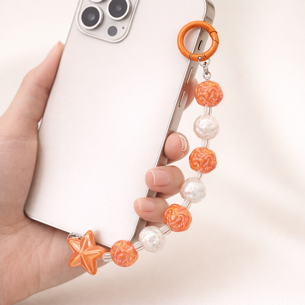 Beaded Phone Charm Round Beads