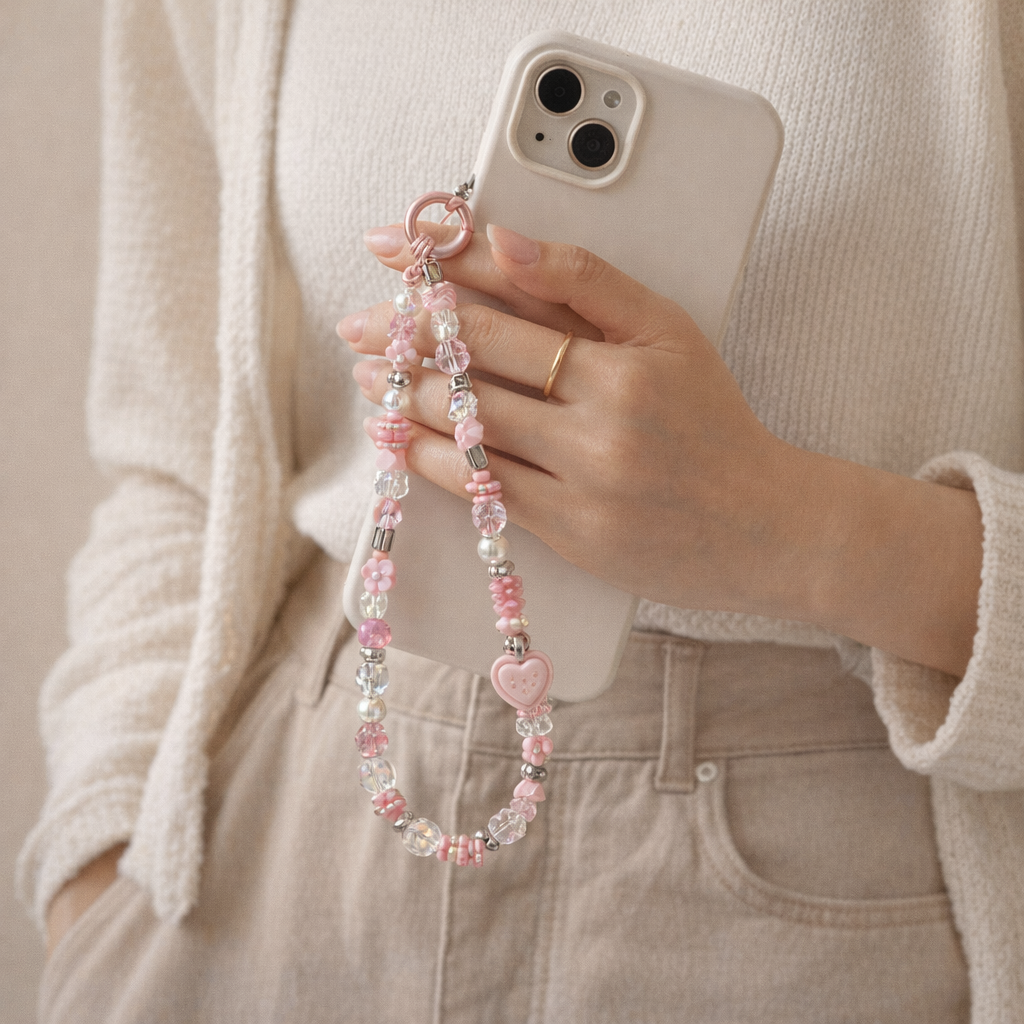 Metal Phone Strap Cartoon Cat Design
