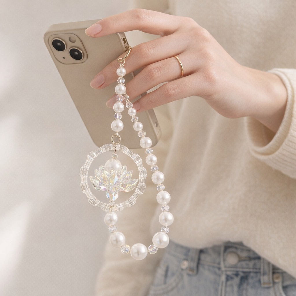 Pearl Phone Charm Lotus Fairy