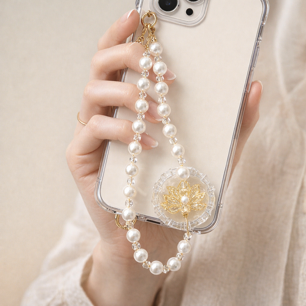 Pearl Phone Charm Lotus Fairy